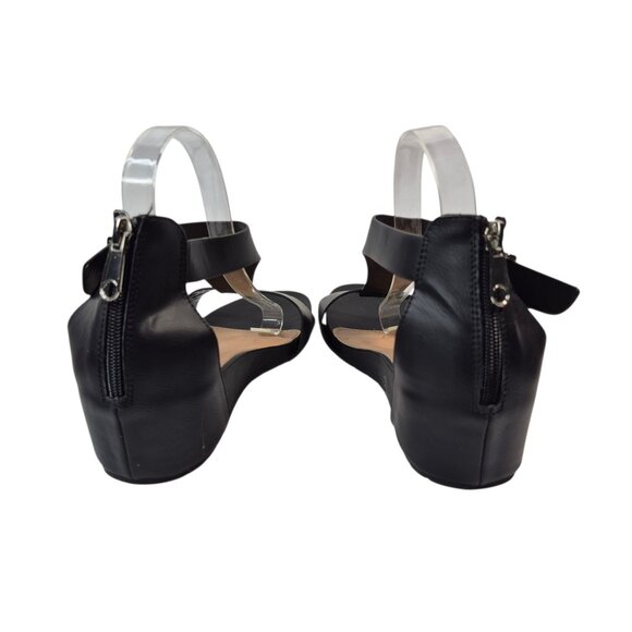 Serra Sandals Womens 9 Black Strappy Wedge Heels Memory Foam Beach Boho Chic - Picture 4 of 8